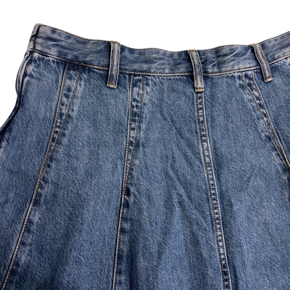New Madewell Blue Jean Denim Midi Skirt Womens 30 Flare A-Line Boho Cotton Blend - Picture 4 of 10
